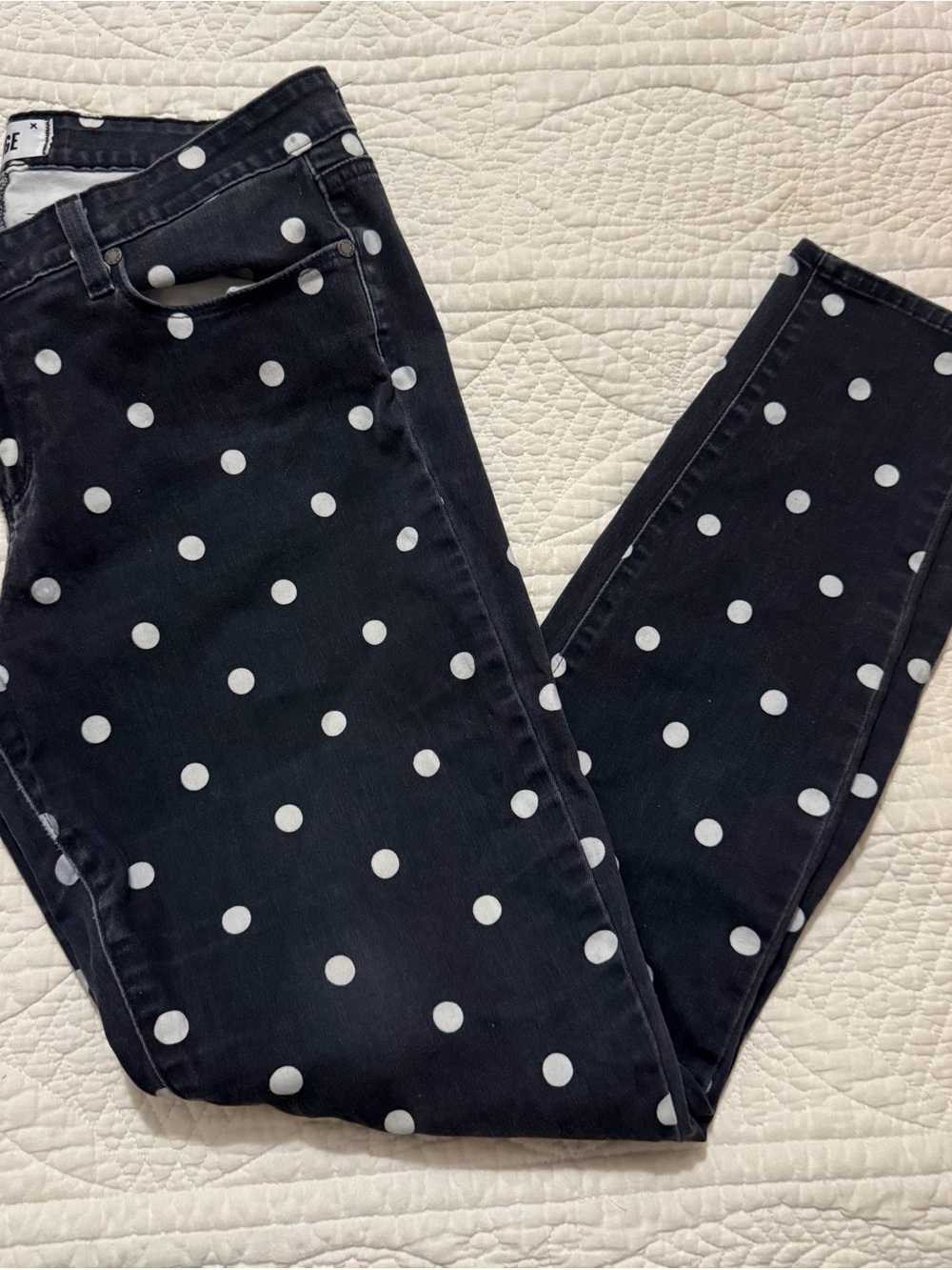 Paige Black Polka Dot Women’s Jeans - Stylish Printed Denim size 12